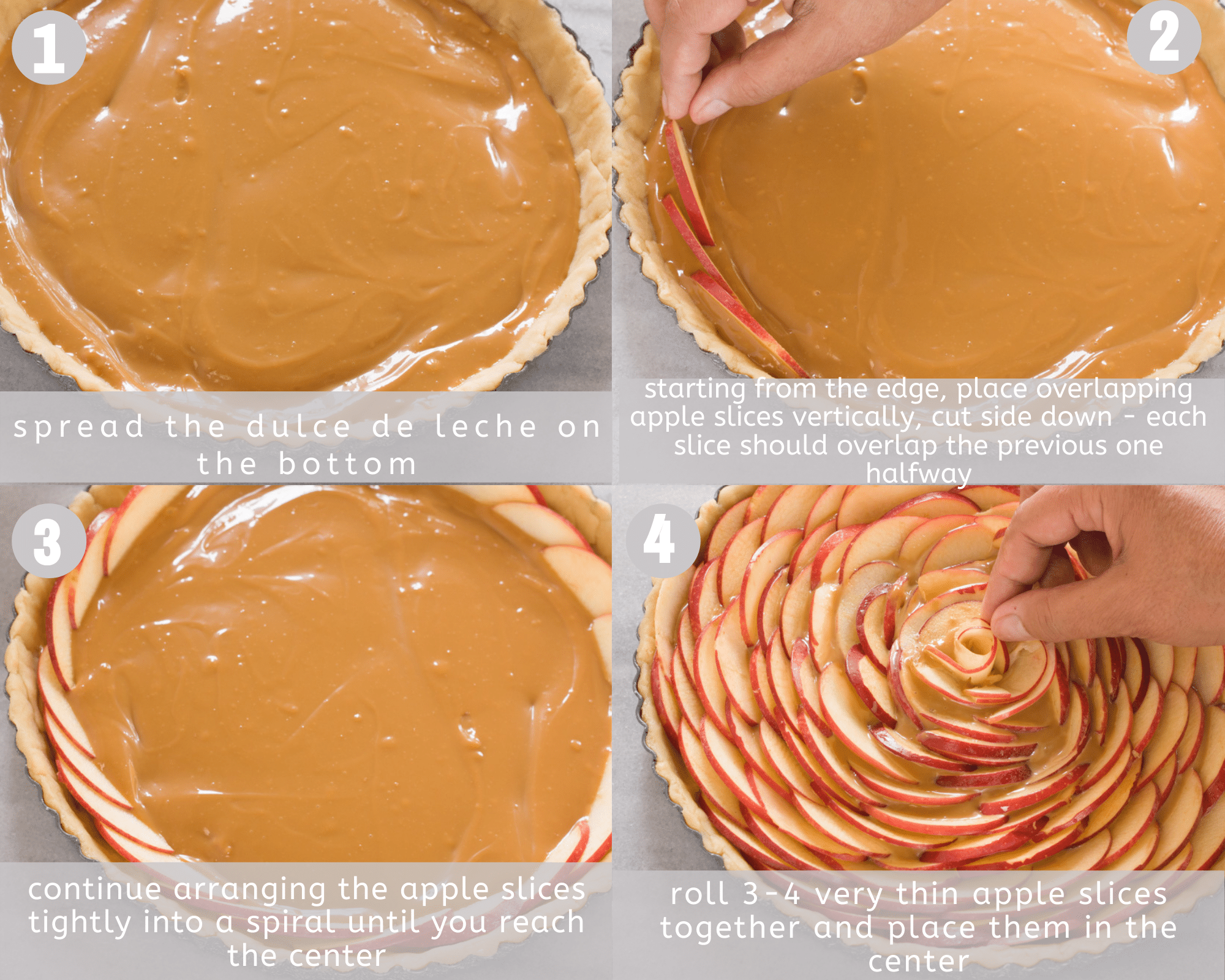 how to make apple rose tart with dulce de leche 4 steps