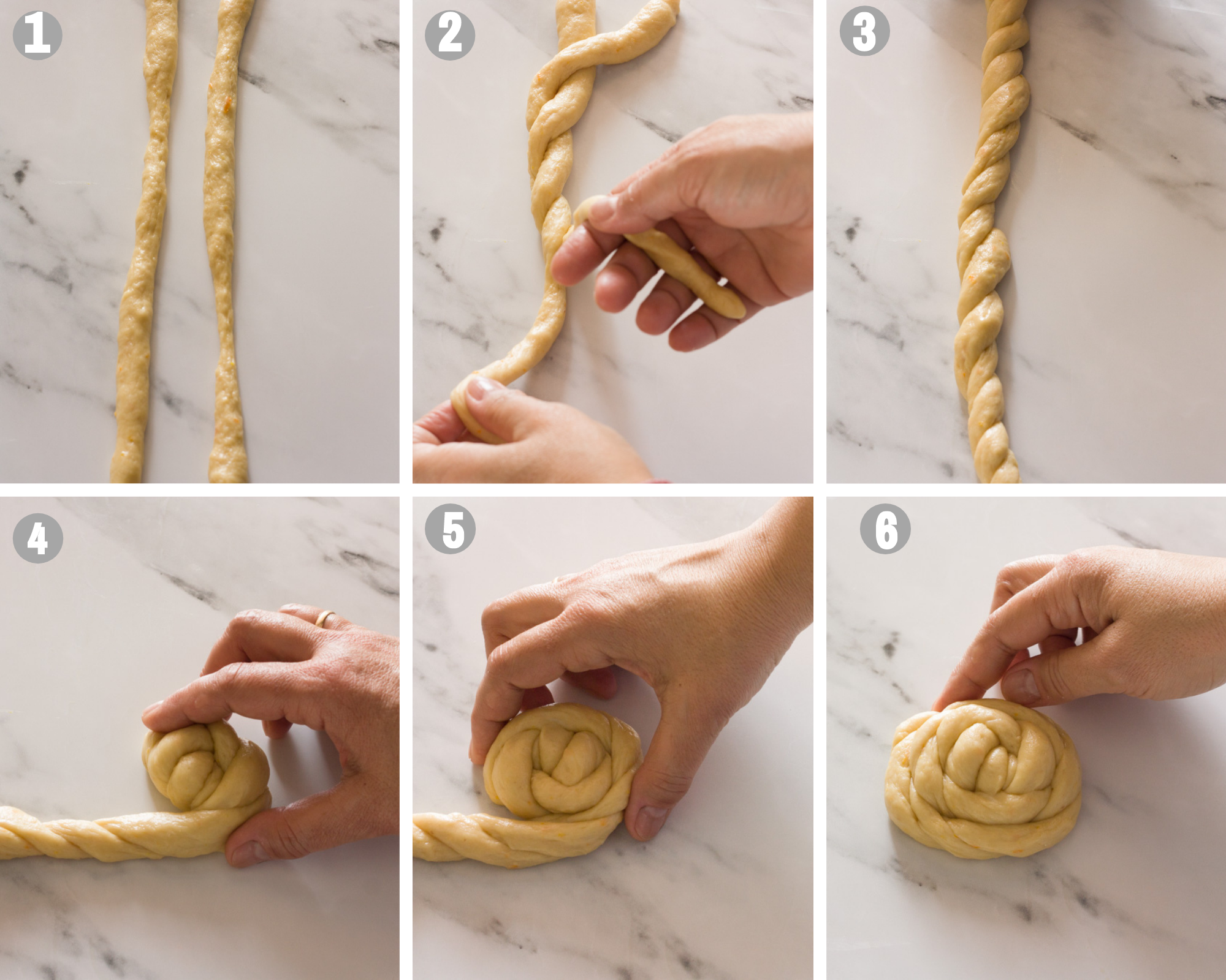 how to make coiled tsoureki rolls