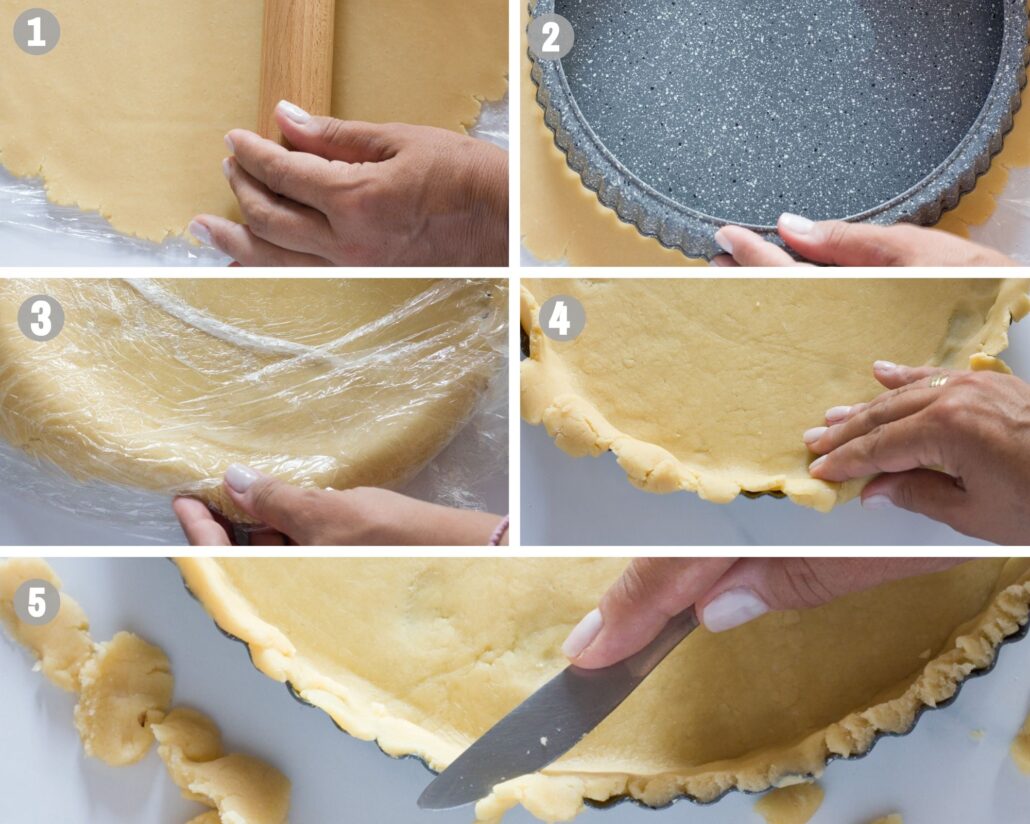 roll and shape sweet pastry crust 5 steps