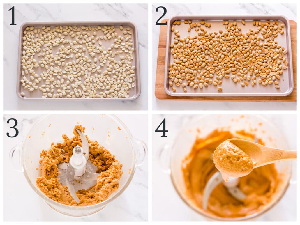 a-collage-of-four-photos-showing-how-to-make-homemade-peanut-butter-steps1-4
