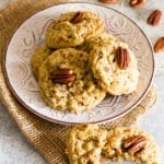 Vegan pecan cookies on a plate.