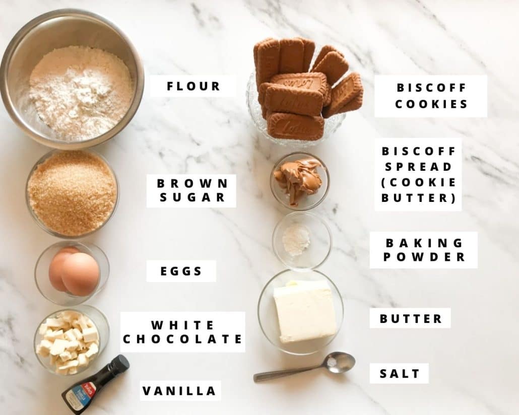 ingredients for biscoff blondies