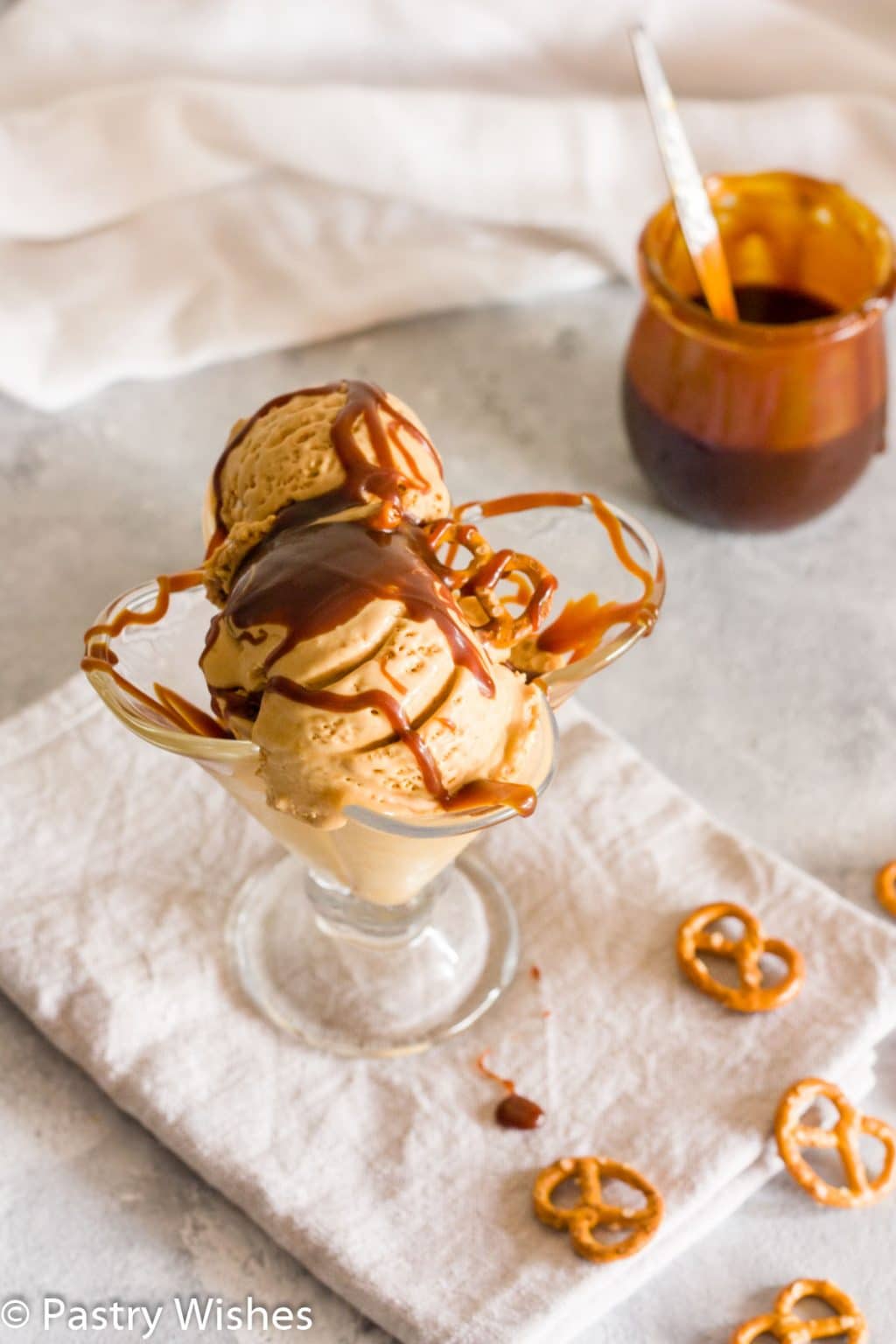 Salted Caramel Pretzel Ice Cream (No Churn) Pastry Wishes