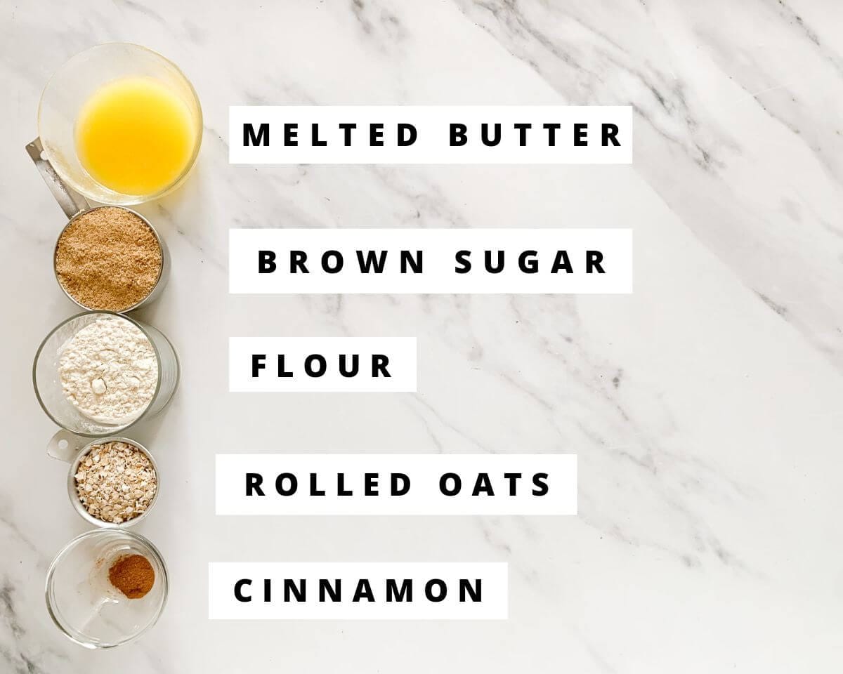 Labeled ingredients for the crumble topping.