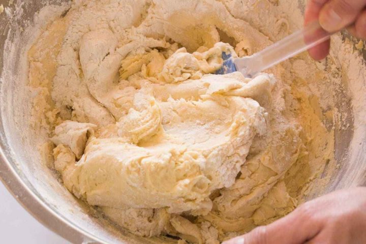 Mixing dough for traditional Greek Easter cookies.